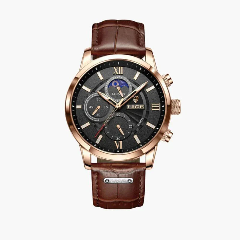 Reloj Hombre Clásico Cronógrafo Malla de Cuero Lugano - foto 3