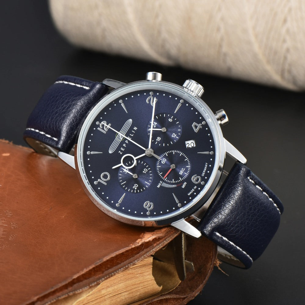 Reloj Hombre Zeppelin Azul 100 Años Cronógrafo Cuarzo Acero Inox - foto 3