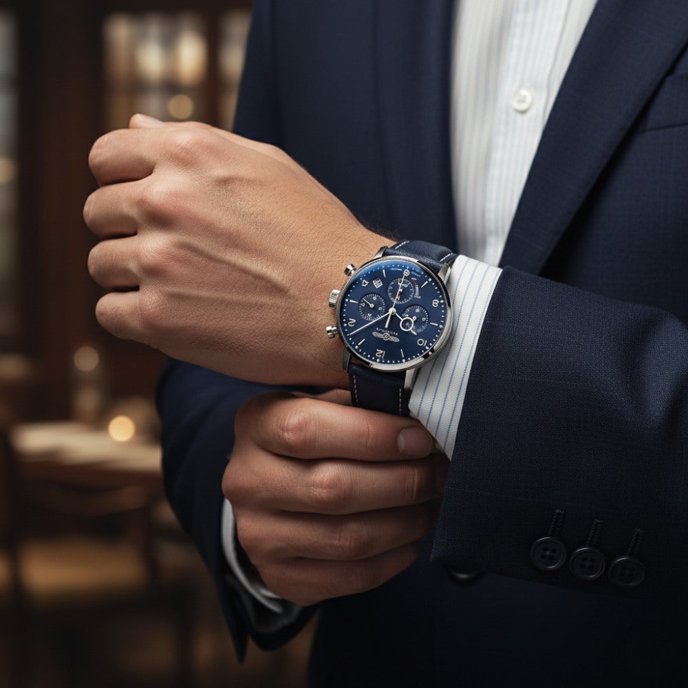 Reloj Hombre Zeppelin Azul 100 Años Cronógrafo Cuarzo Acero Inox - foto 2