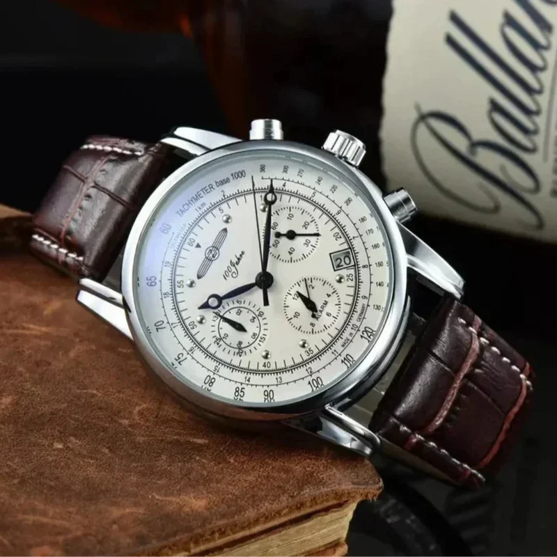 Reloj Hombre Cronógrafo Old Money Malla de Cuero Milán - foto 2