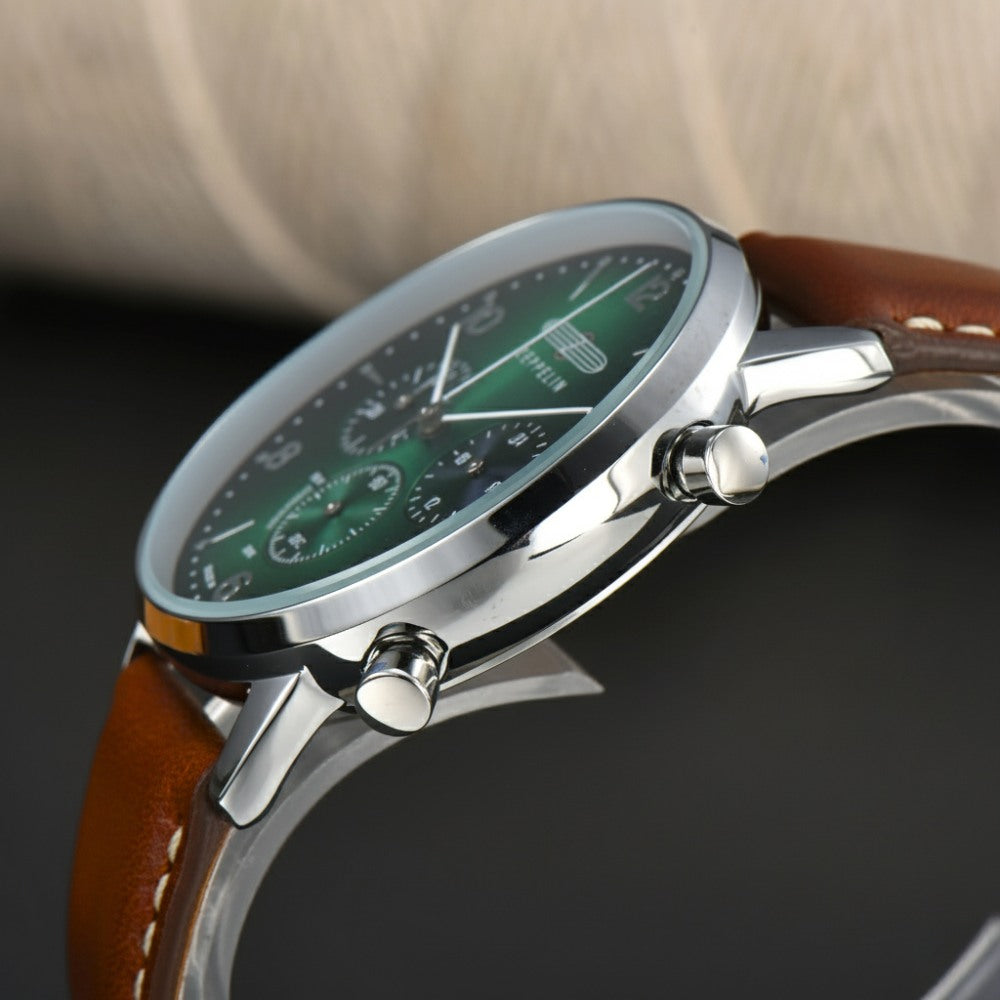 Reloj Hombre Zeppelin Verde Cronógrafo 41mm Cuero y Acero - foto 4