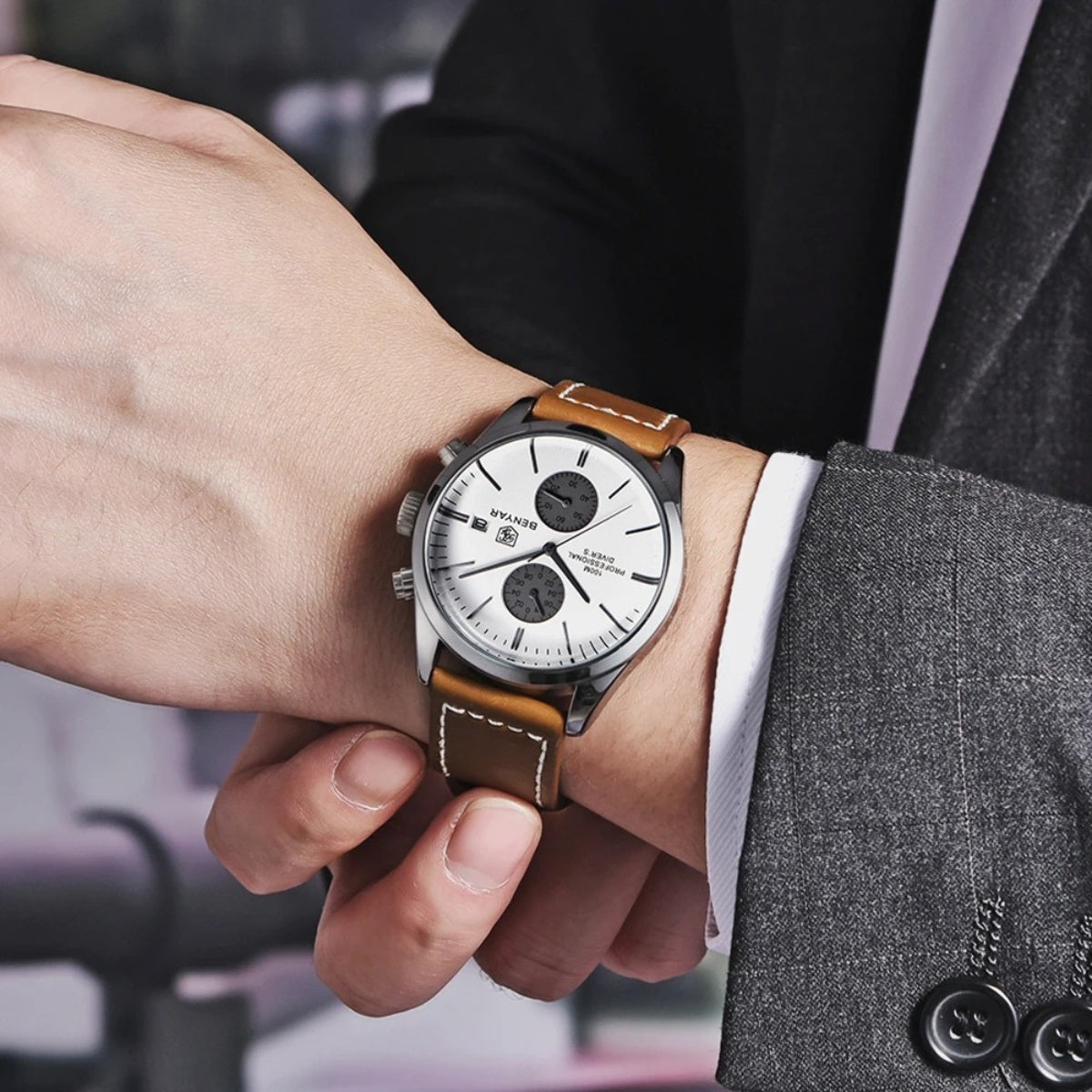 Reloj Hombre de Cuero Marrón Classic Donatelli - foto 3