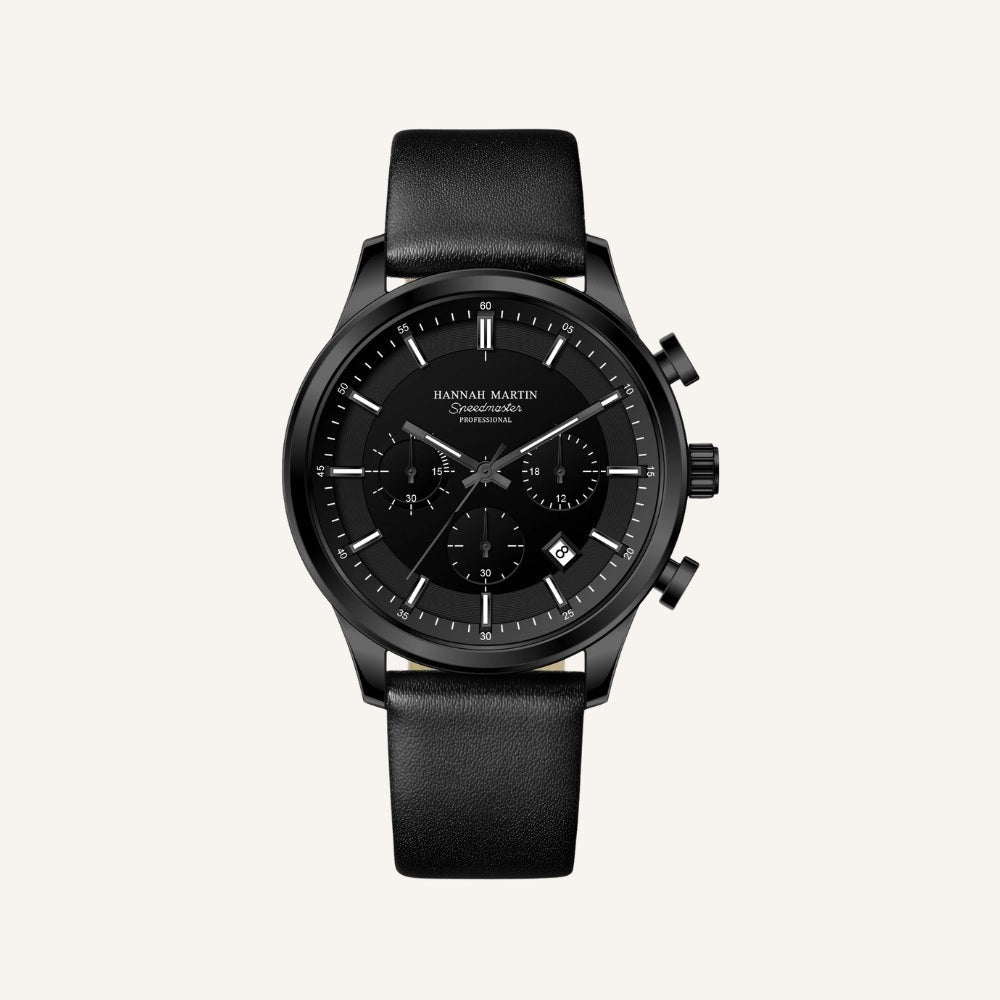 Reloj de Cuero Hombre Negro Luxemiro Acero Inox 30m Premium
