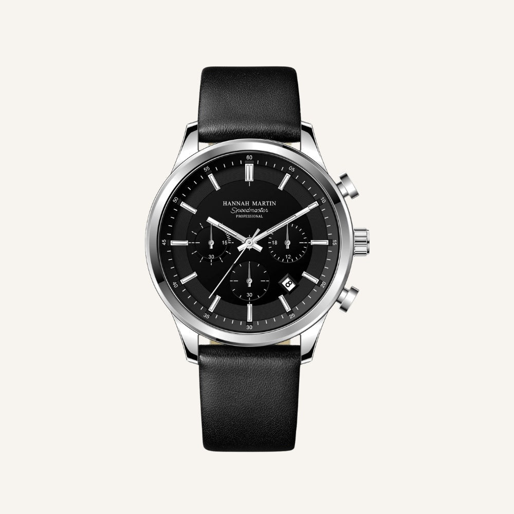 Reloj de Cuero Hombre Negro Luxemiro Acero Inox 30m Premium - foto 6