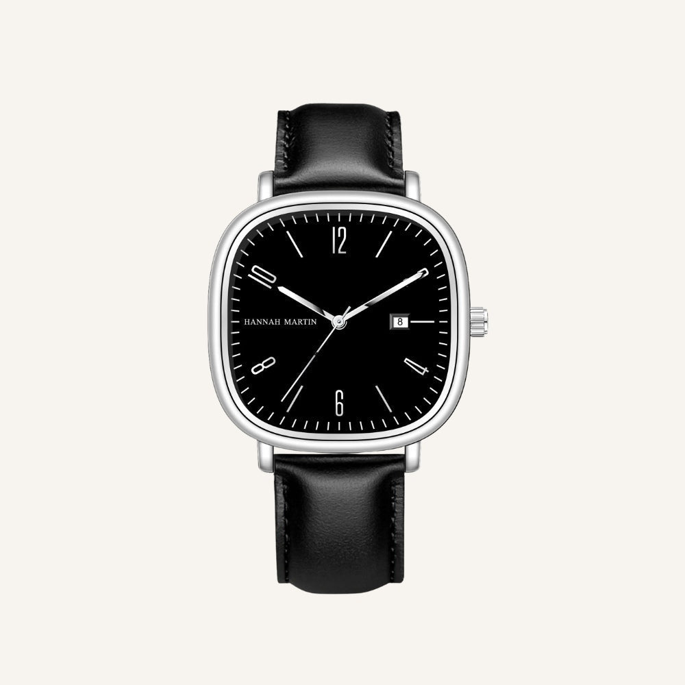 Reloj de Cuero Hombre Cuadrado Vintage Elegante Analógico