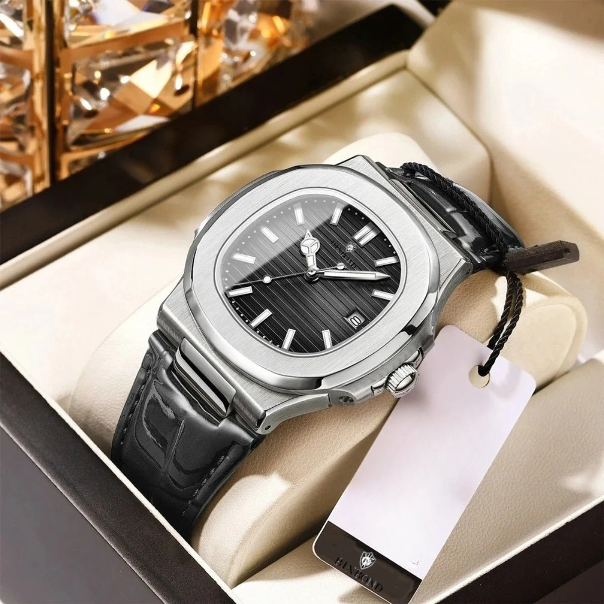 Reloj de Cuero Negro Hombre Luxe Old Money Elegante - foto 5