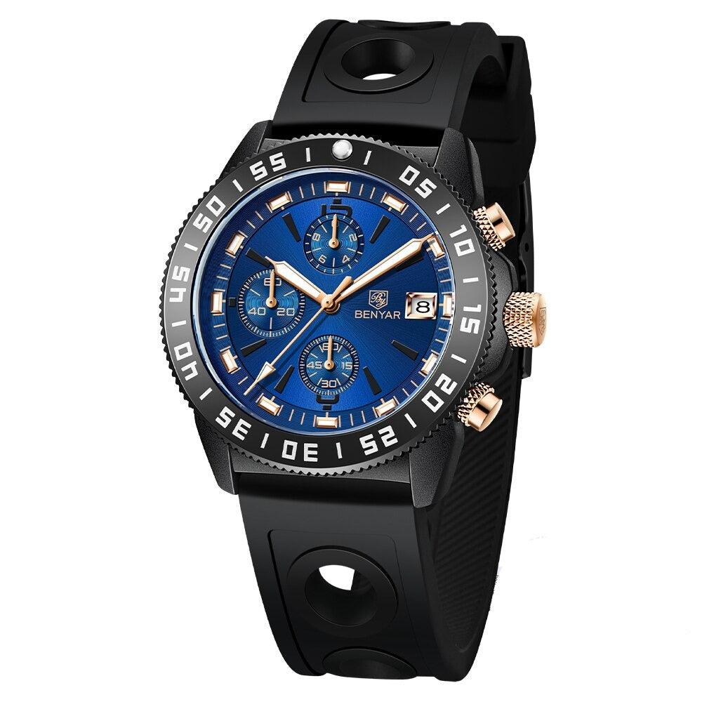 Reloj Hombre Trueno Caucho / Plata / Negro