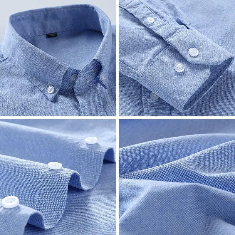 Camisa Hombre a Rayas Rimini 100% Algodón Manga Larga Bordada - foto 5
