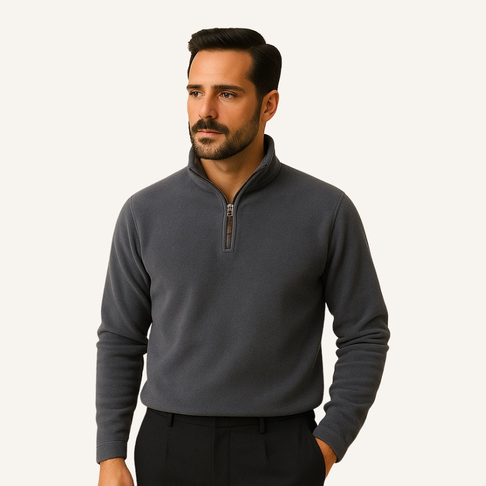 Sweater Hombre Medio Cierre Aterciopelado Casual Traslasierra - foto 4