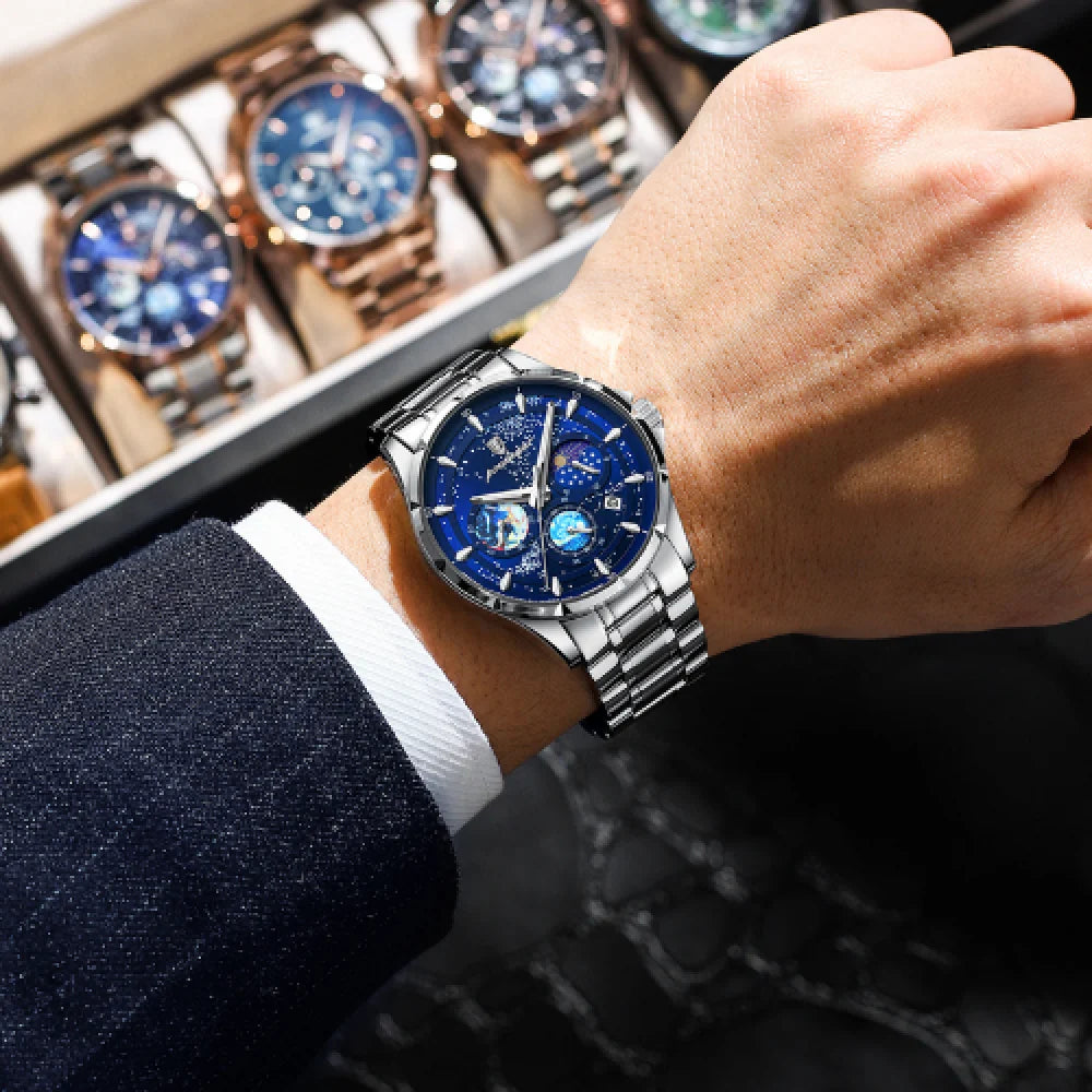 Reloj Hombre Cosmos Cuero / Fondo Negro
