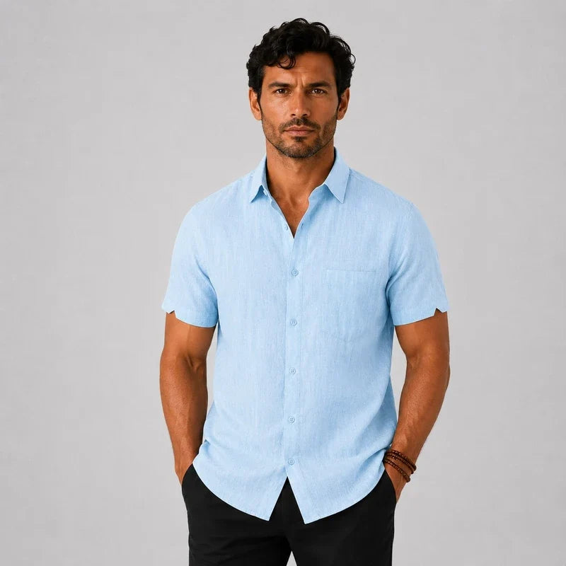 Camisa de Lino Hombre Manga Corta Ostende - foto 2