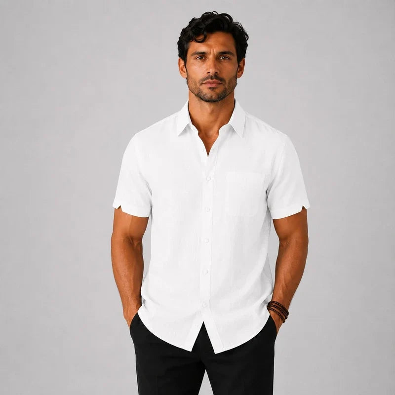 Camisa de Lino Hombre Manga Corta Ostende - foto 5