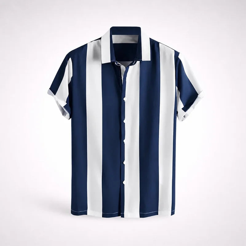 Camisa Hombre a Rayas Old Money Manga Corta Pilar - foto 2