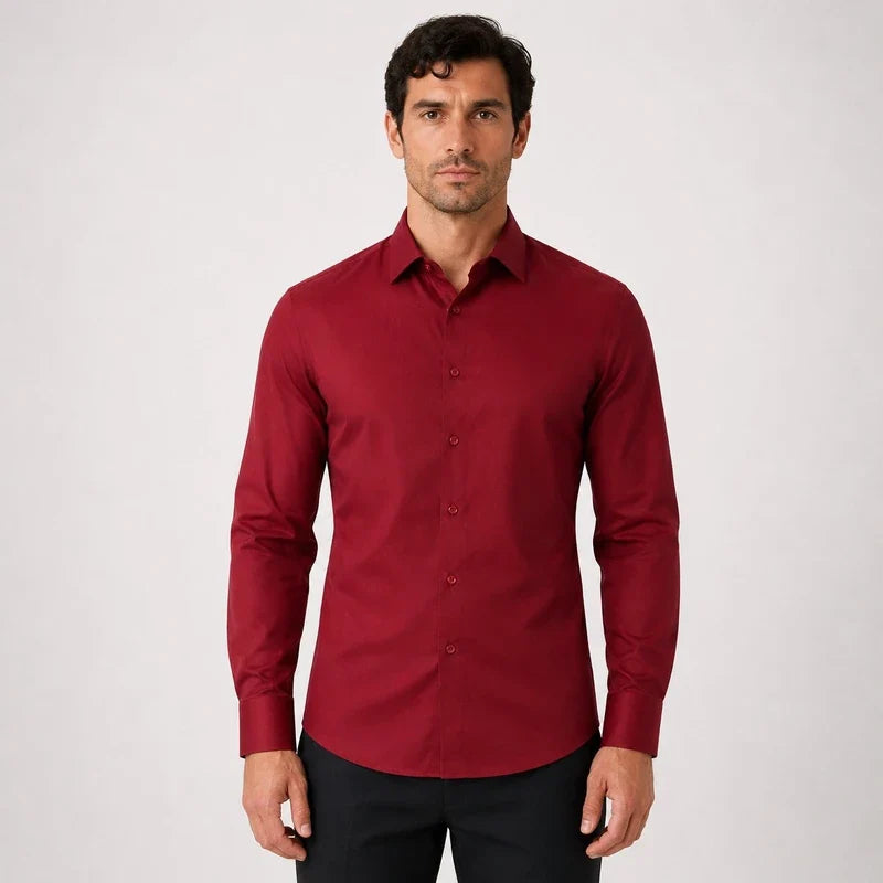 Camisa de Vestir Hombre Slim Fit Anti-Arrugas Manga Larga Salerno