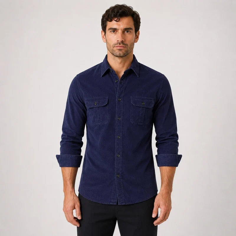 Camisa de Terciopelo Hombre 100% Algodón Slim Fit Manga Larga Módena