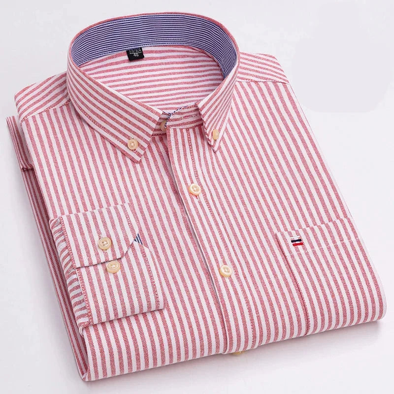 Camisa Hombre a Rayas Manga Larga Algodón Premium Elegante - foto 2