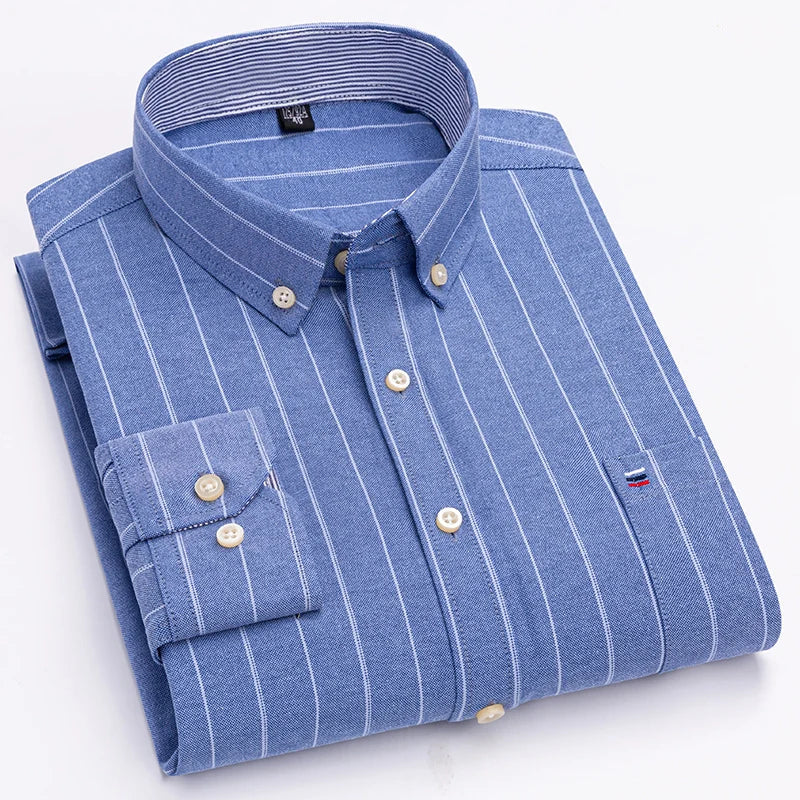 Camisa Hombre a Rayas Manga Larga Algodón Premium Cómoda - foto 3