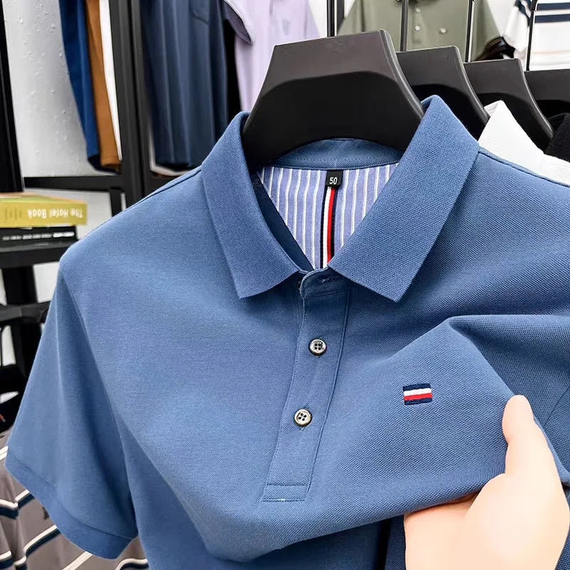 Camisa Polo Hombre 100% Algodón Bordada Cuello Polo Casual Elegante - foto 4