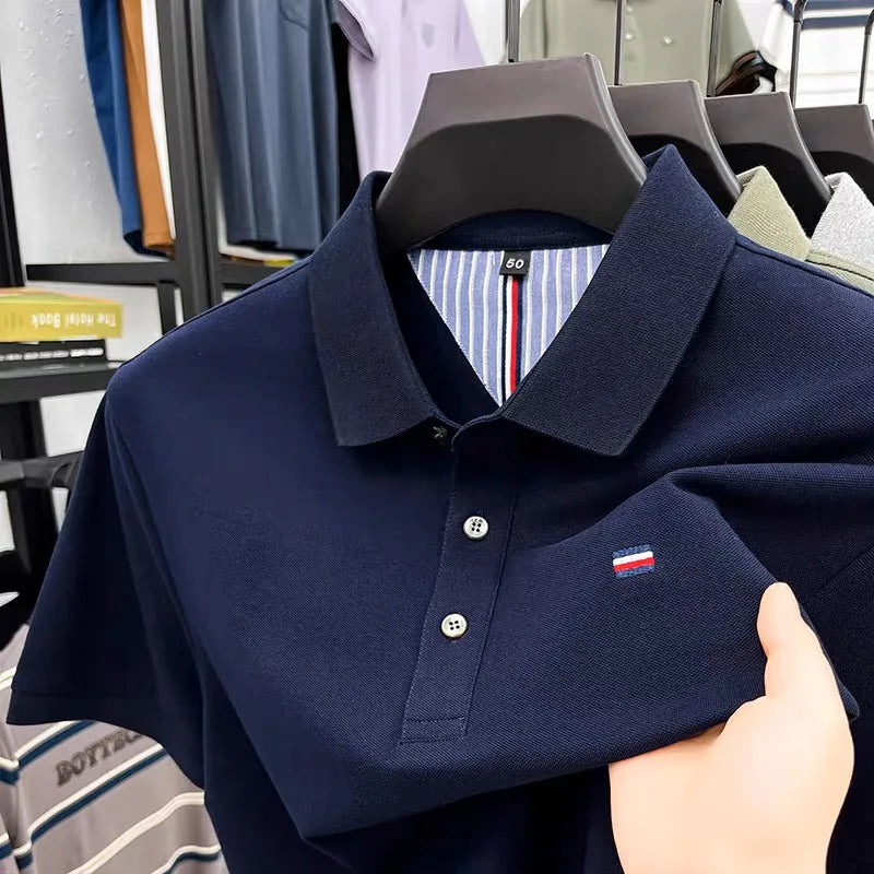 Camisa Polo Hombre 100% Algodón Bordada Cuello Polo Casual Elegante - foto 2