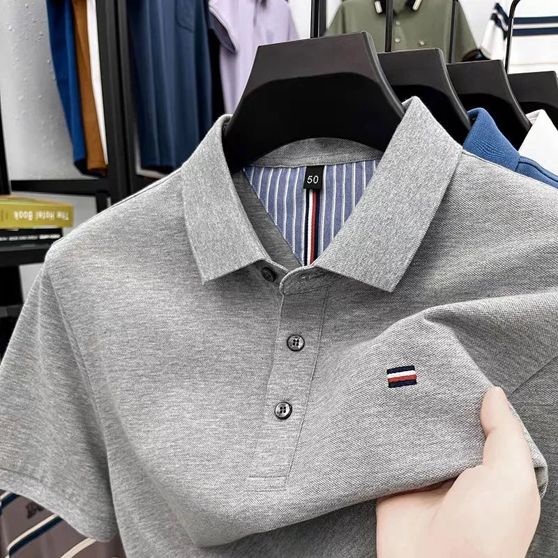 Camisa Polo Hombre 100% Algodón Bordada Cuello Polo Casual Elegante - foto 6