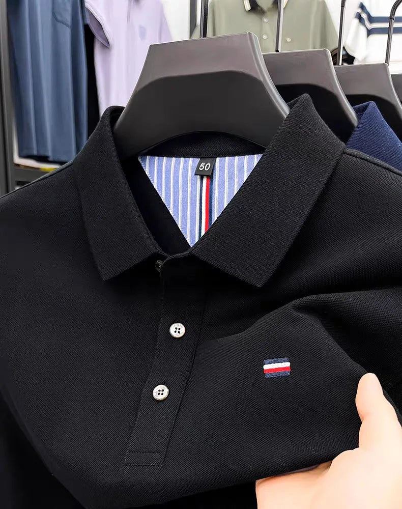 Camisa Polo Hombre 100% Algodón Bordada Cuello Polo Casual Elegante - foto 3