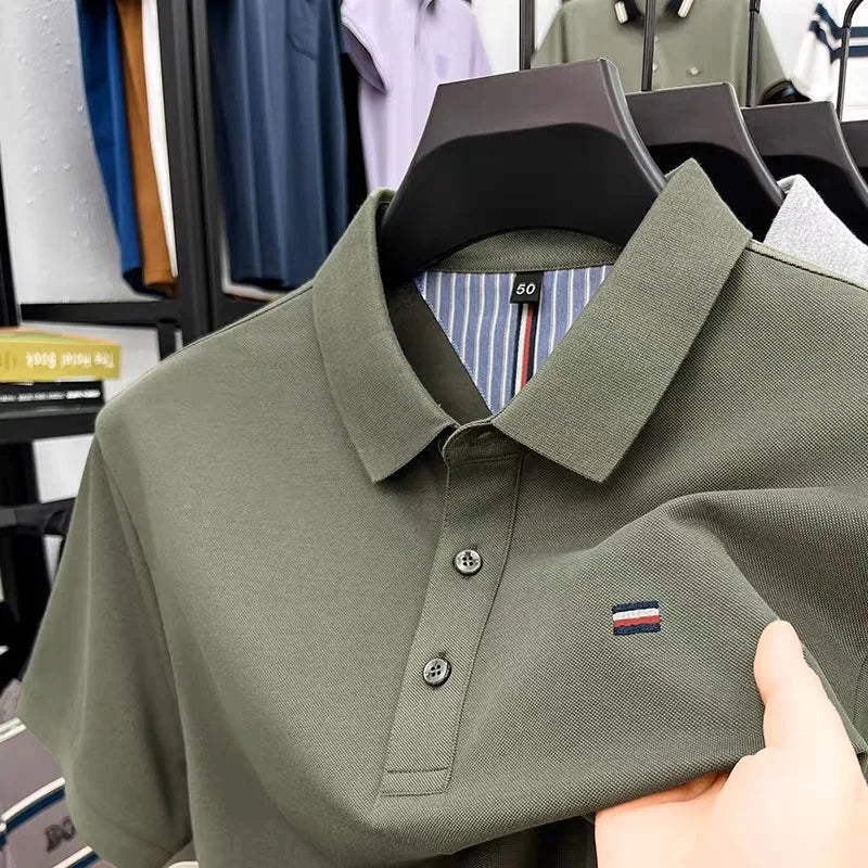 Camisa Polo Hombre 100% Algodón Bordada Cuello Polo Casual Elegante - foto 5