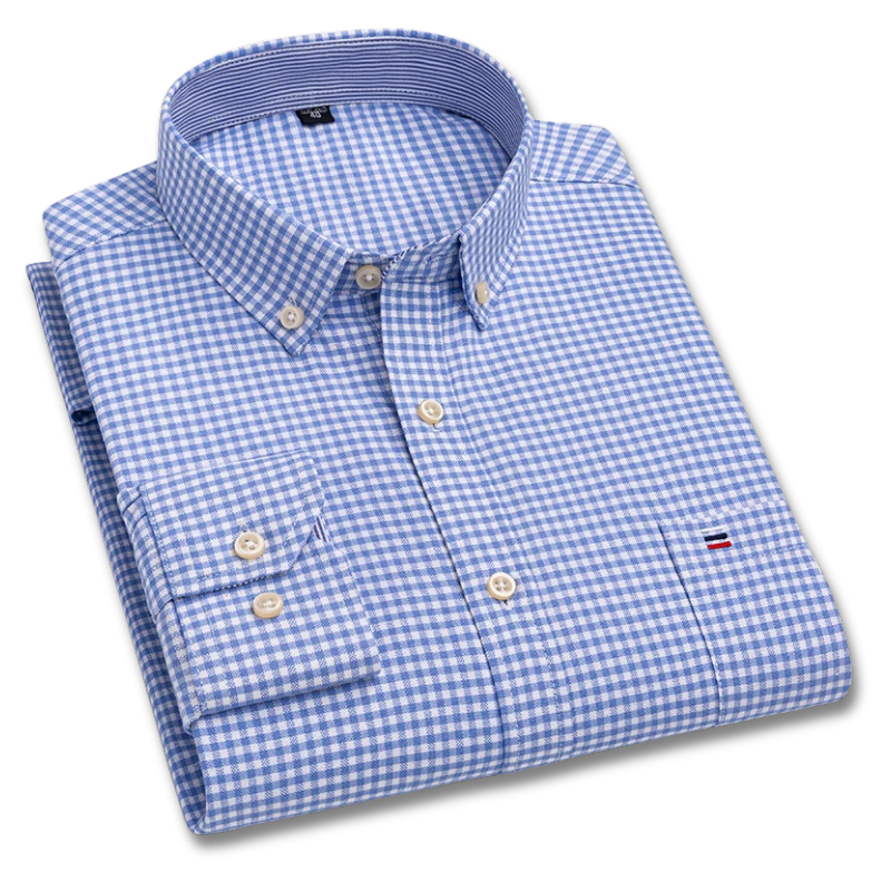 Camisa Hombre Mini Cuadros Manga Larga 100% Algodón Mendoza - foto 2