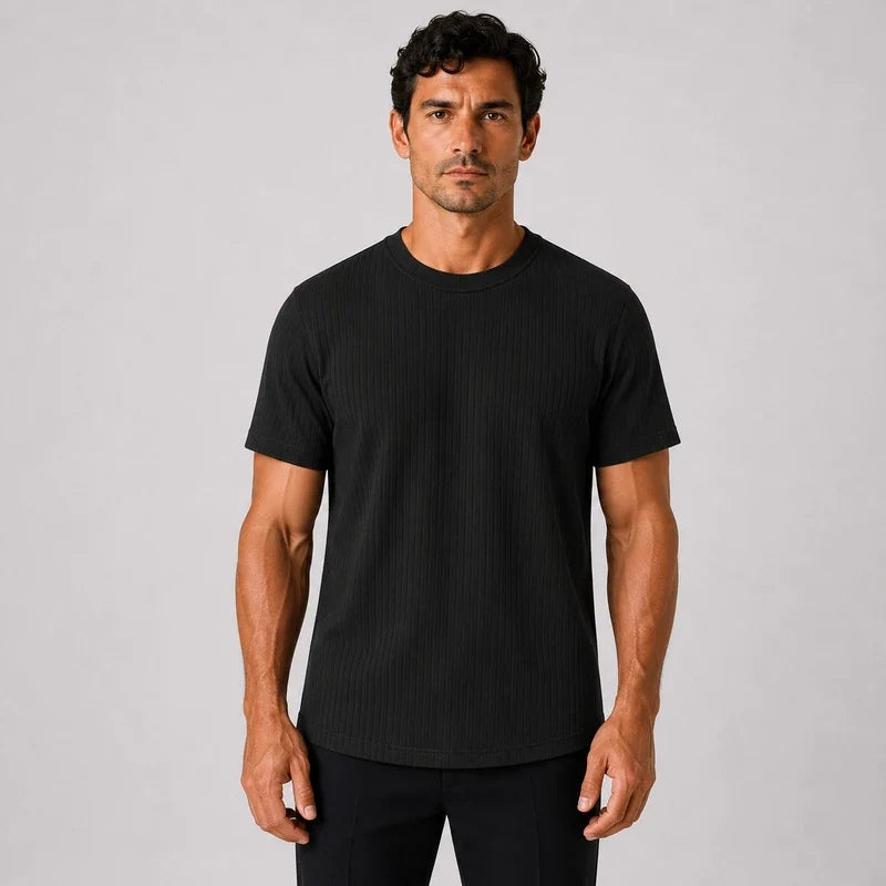 Remera Hombre de Algodón Slim Fit Cuello Redondo Caballito
