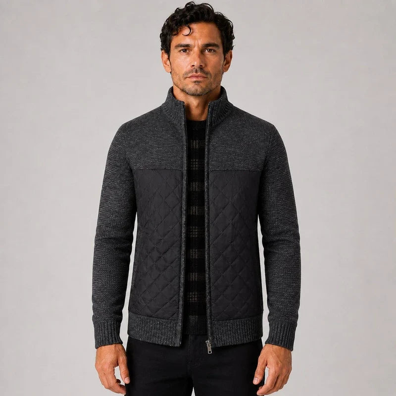 Cardigan Hombre Matelassé con Cierre Cuello Mao Garcia