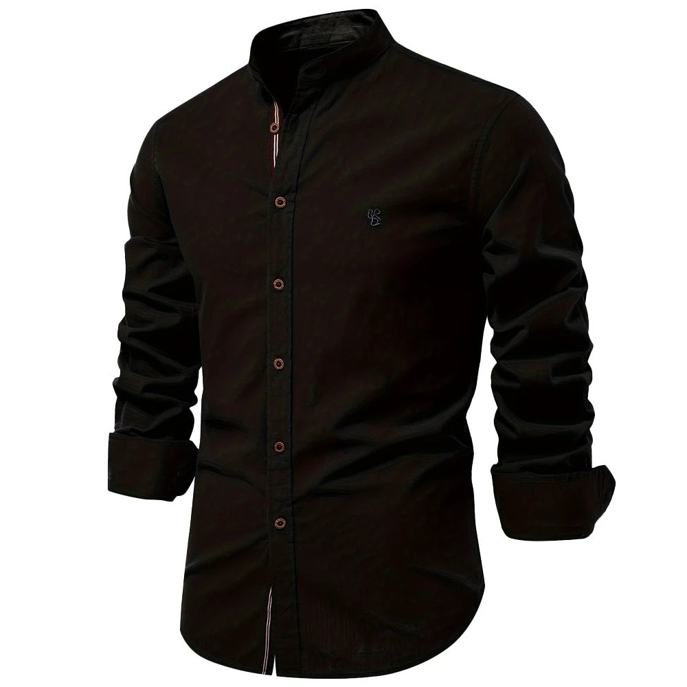 Camisa Hombre 100% Algodón Cuello Alto Manga Larga Casual Padua - foto 9