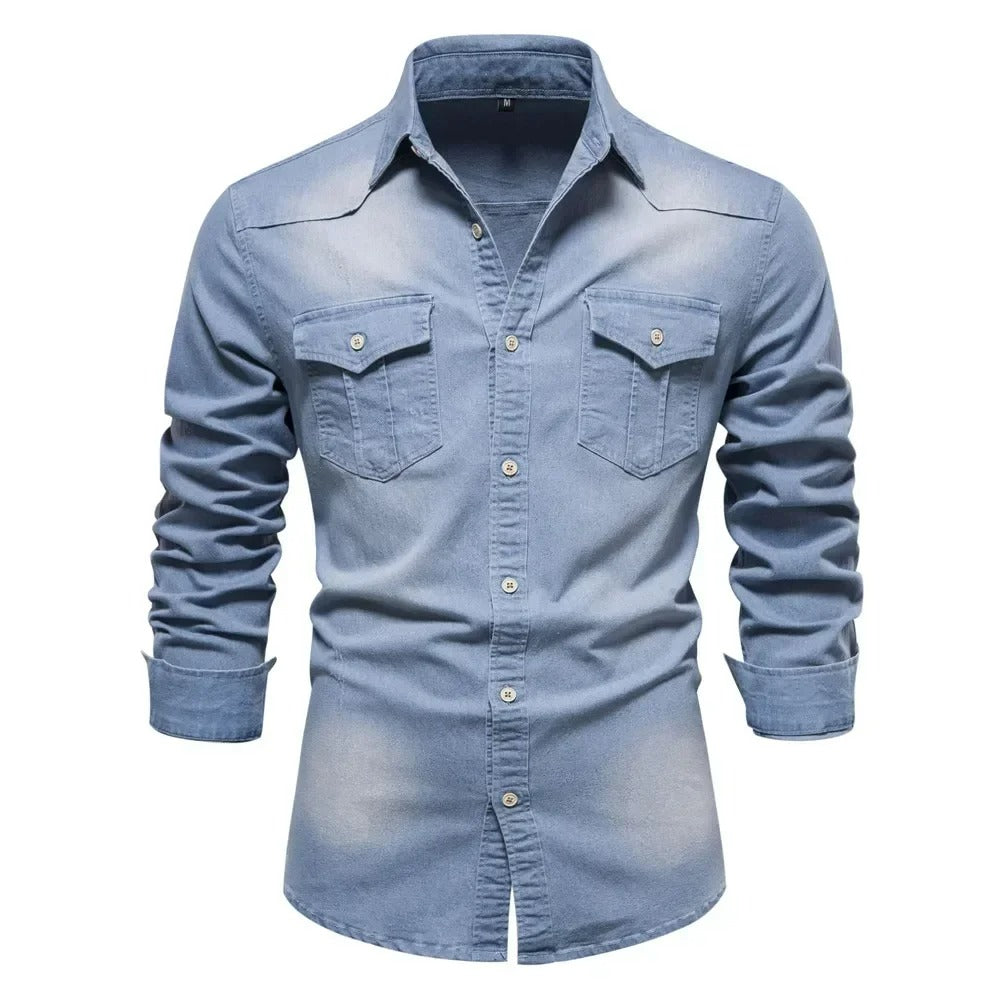 Camisa de Denim Hombre Slim Fit Manga Larga Brescia - foto 6