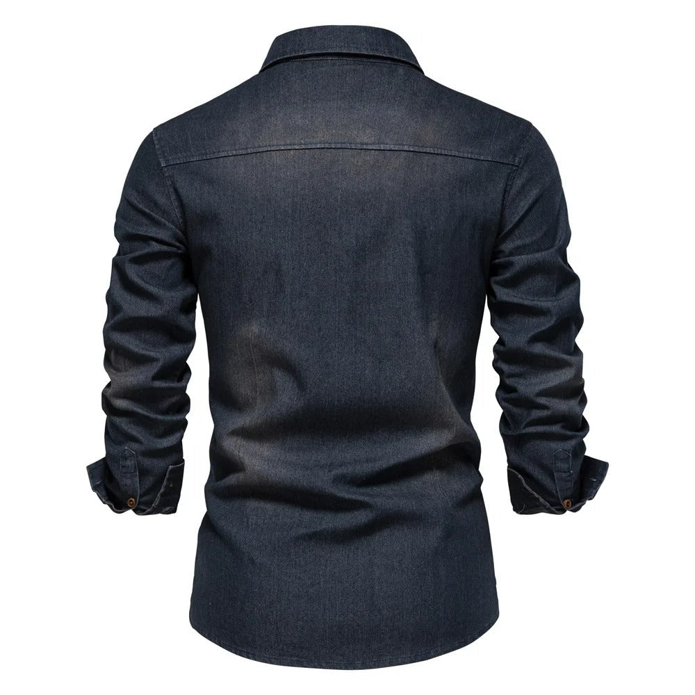 Camisa de Denim Hombre Slim Fit Manga Larga Brescia - foto 3
