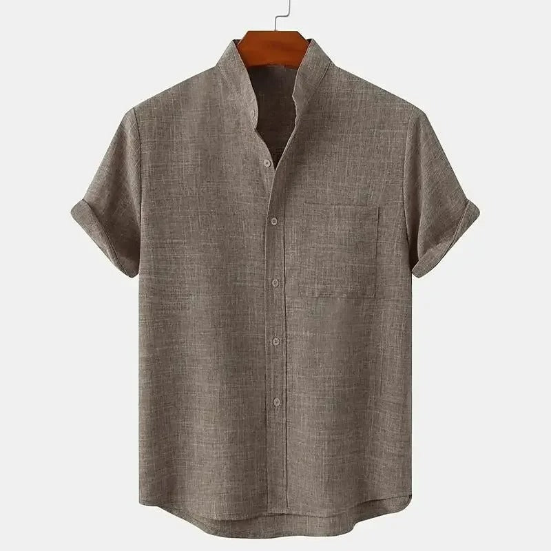Camisa Hombre 100% Lino Cuello Mao Manga Corta Salta - foto 6