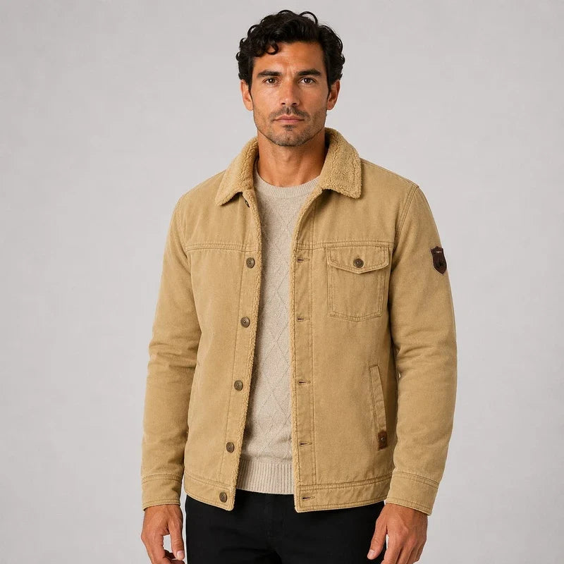 Campera Hombre Invierno Forrada en Corderito Lombardi Estilo Old Money