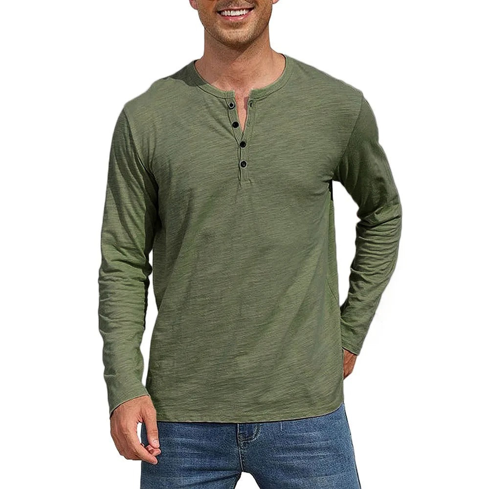 Remera Hombre 100% Algodón Cuello Henley Manga Larga Necochea - foto 3