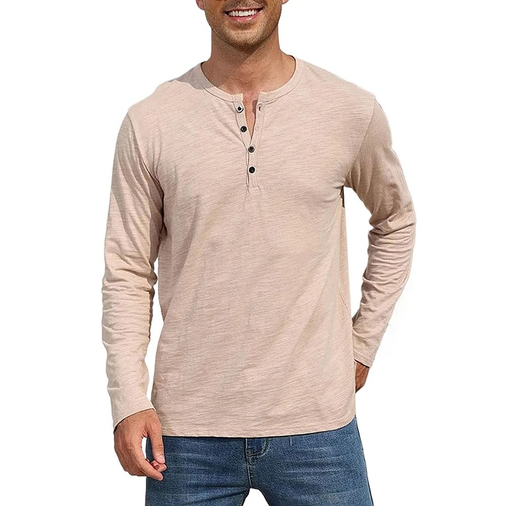 Remera Hombre 100% Algodón Cuello Henley Manga Larga Necochea - foto 7