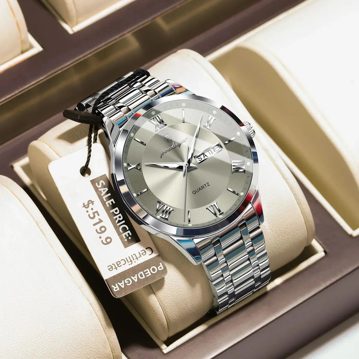 Reloj Hombre Acero Inoxidable Números Romanos Sumergible Torino - foto 3