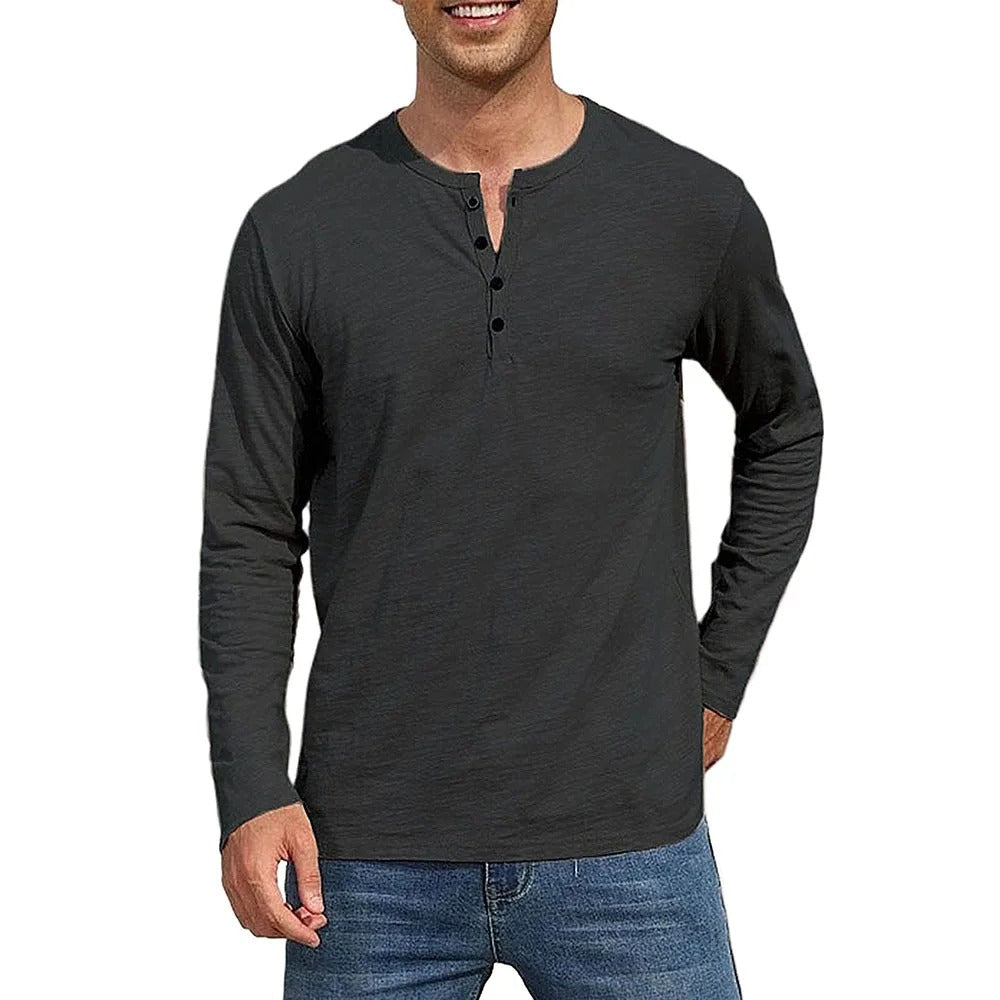 Remera Hombre 100% Algodón Cuello Henley Manga Larga Necochea - foto 6