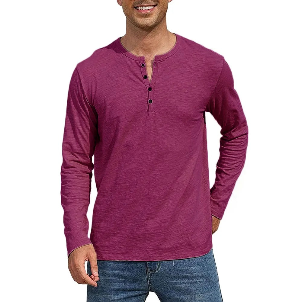 Remera Hombre 100% Algodón Cuello Henley Manga Larga Necochea - foto 5