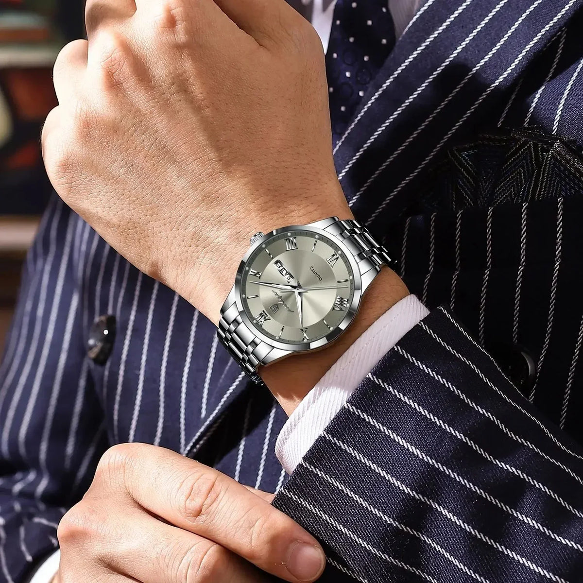 Reloj Hombre Acero Inoxidable Números Romanos Sumergible Torino - foto 4