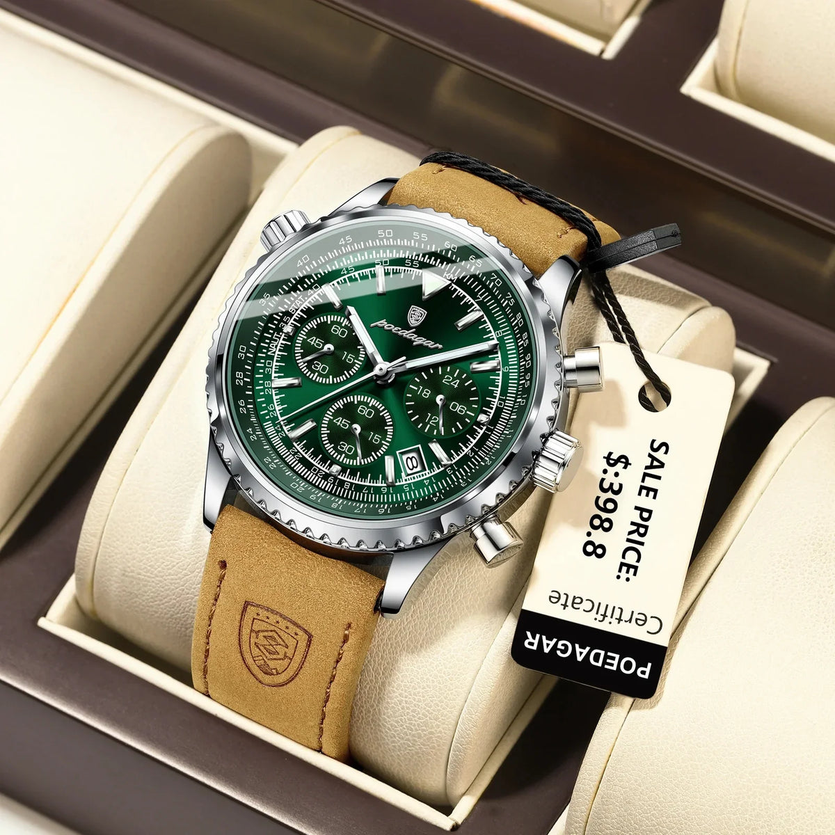 Reloj Hombre Cronógrafo Lujo Sumergible Malla de Cuero Génova - foto 9