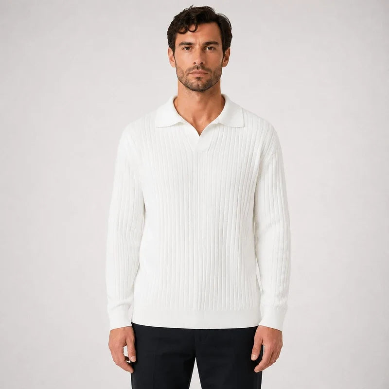 Camisa Polo Manga Larga Hombre Slim Fit Acanalada Portofino