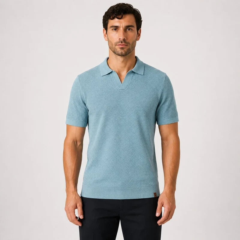 Camisa Polo Hombre de Tricot Transpirable con Parche Casual Chacarita