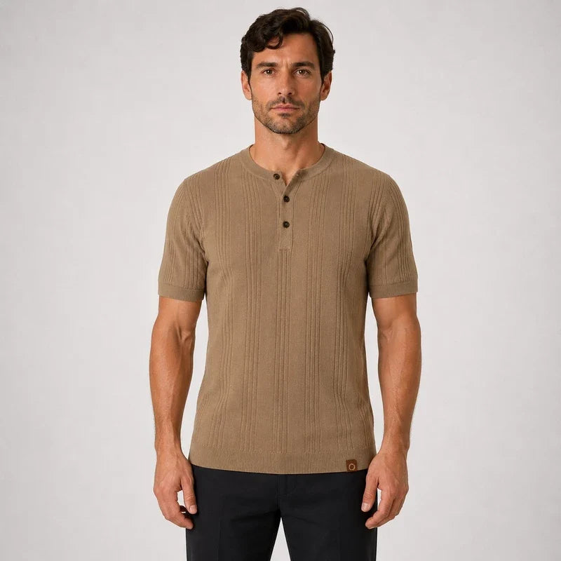 Remera Hombre de Tricot Cuello Henley con Botones Amalfi